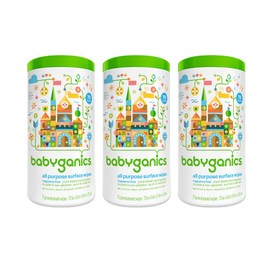 BabyGanics All-Purpose Surface Wipes, Unscented, 75 Count (Pack of 3)