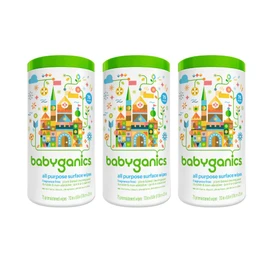 BabyGanics All-Purpose Surface Wipes, Unscented, 75 Count (Pack of 3)