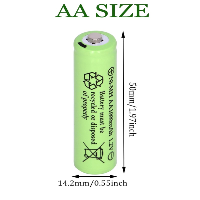 Yibatopow 16 Pack Rechargeable 1.2V NiMH AA Batteries 1000mAh High