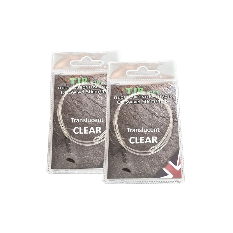 Twin pack fluorocarbon 50cm carp Leaders Quick Change swivels fused