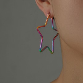 Inilbran Boho Star Drop Earrings Colourful Star Hoop Earrings Vintage Star Dangle Earrings Large Star Stud Earrings Jewellery for Women and Girls, Zinc, No Gemstone