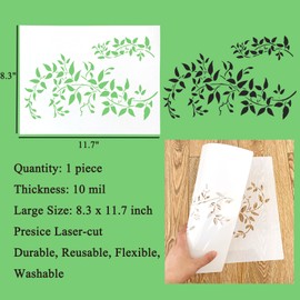 Vine Stencil Branch Stencil Leaf Stencils for Painting Wall, Wood, Canvas, Furniture, Crafts, Wall Art Design, Ivy Stencils Drawing Template, A4 Size