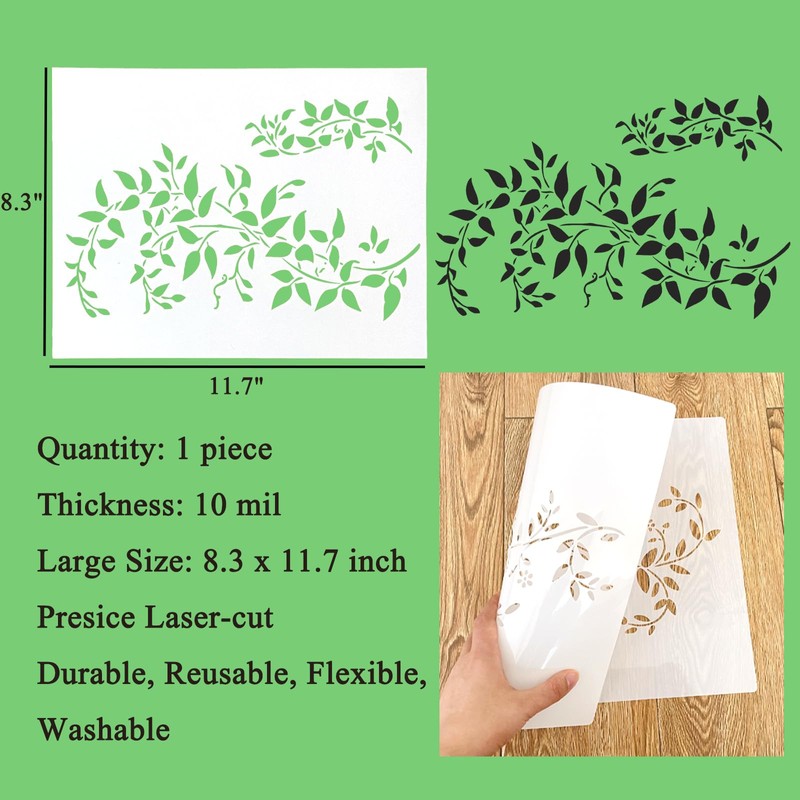 Vine Stencil Branch Stencil Leaf Stencils for Painting Wall, Wood,