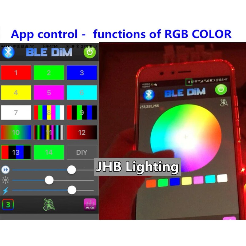 JHB Set 2PCS 6.5" Remote APP RGB Color LED Rings