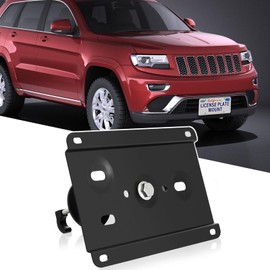 No Drill Front Grille License Plate Frames License Plate Mount Bracket Holder Relocator Compatible with Jeep 2011-2022 Grand Cherokee WK2