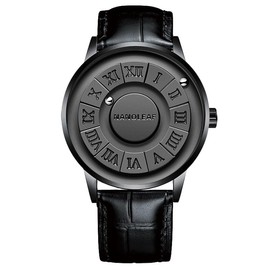 Magnetic Levitation Watch, Unisex Cool Watches Roman Numerals Creative Magnetic Levitation Balls Dial Waterproof Couple Quartz Wrist Watch 3D PVD One Piece Swiss WaterproofLeather Steel Strap Black Dial Unique Watchs