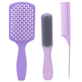 Hair Comb Set Heat Resistant Anti Static Good Hand Feel Hairdressing Hair Styling Brush KitPurple Boxed