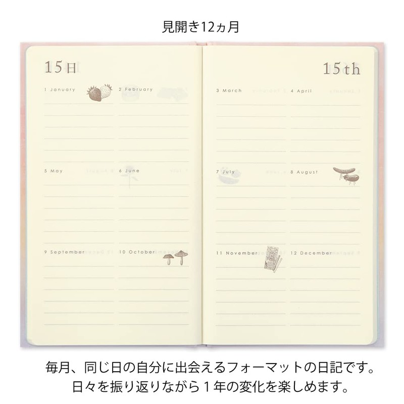 DESIGNPHIL Midori 12898006 Diary, 12 Month Consecutive Door, Pink