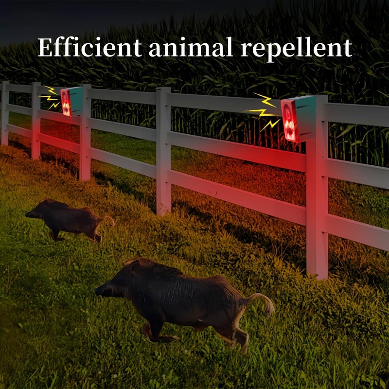 Lancoon Solar Motion Sensor Alarm Outdoor with Barking Shot Sound
