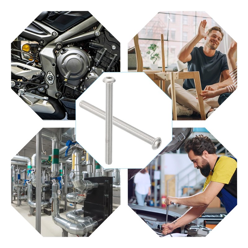 PATIKIL 10pcs M6-1x70mm Button Head Socket Cap Bolts 304 Stainless