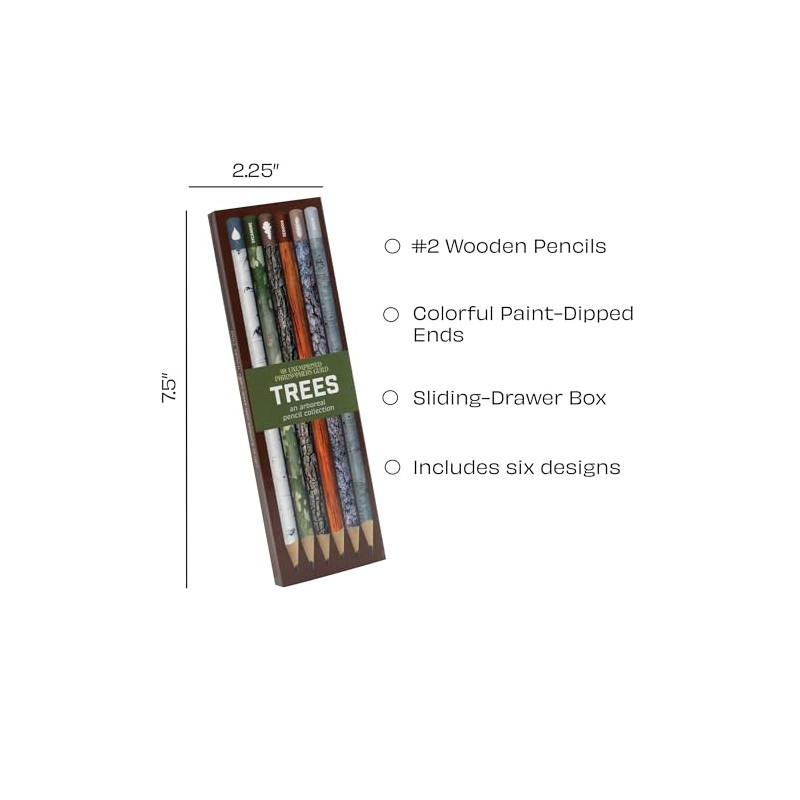 The Unemployed Philosophers Guild Trees Pencil Set - Box Wooden
