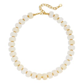 Rackynass Chunky Beaded Necklaces for Women Beige Acrylic Resin Bead Choker Statement Necklace for Women