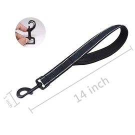 DOETYD Short Dog lead for Training, Short Leash with Soft Padding, Nylon Reflective Pet Walking Leash, Strong and Durable, 14 Inch (Black)