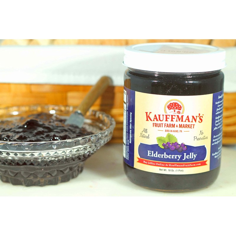 Kauffman Orchards Elderberry Jam, All Natural, No Preservatives, 18 Oz.