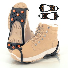 Xproutdoor Crampons Ice Cleats Snow Grips, Anti-Slip Traction Lightweight Portable for Walking on Snow & Ice, for Shoes/Boots