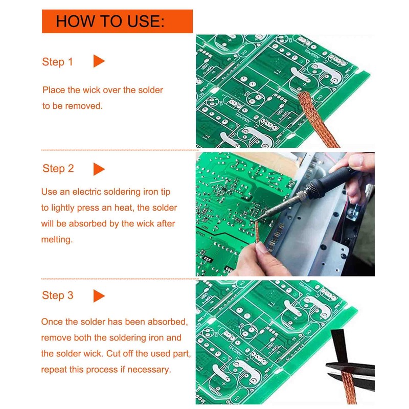 Solder Wick, Desoldering Wick with Flux No-Clean Electronic Desoldering Copper