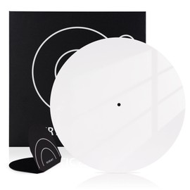 Rockhouse White Acrylic Slip Mat Vinyl with Record Mitt, Turntable Platter Record Player Mat DJ Slipmats for 12'' Vinyl Turntable Antistatic, Reduce Noise