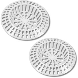 Citystores® 2 Pack Sink Strainers Large White Plastic 41mm-57mm (1.5/8" - 2.1/4") for Kitchen & Bathroom Sinks