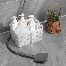 Anyoifax Anyoifax Portable Shower Caddy Plastic Shower Basket Organizer Divided Bathroom Caddy Storage Cleanning Caddy Tote with Handle for College, Dorm Room, Kitchen, White