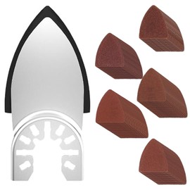 Oscillating Multi Tool Kit,51PCS Detail Sanding Pads Kit,Grit 60/80/120/180/240,1Pcs Triangle Sanding Pad,50Pcs Sandpaper for Attaching Oscillating Tool Sanding Pad,for Sanding Hardwoods,Metals,Wall