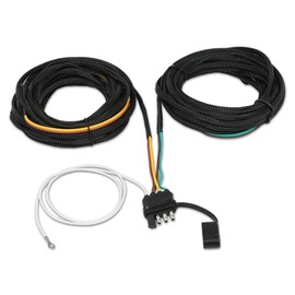 LQI 4 Pin 5 Wire 25 FT Trailer Wiring Harness Kit, Wishbone Style with Nylon Net Tube Protection Copper Wire, it Connector Flat Plug Fit for Boat Trailer ATV