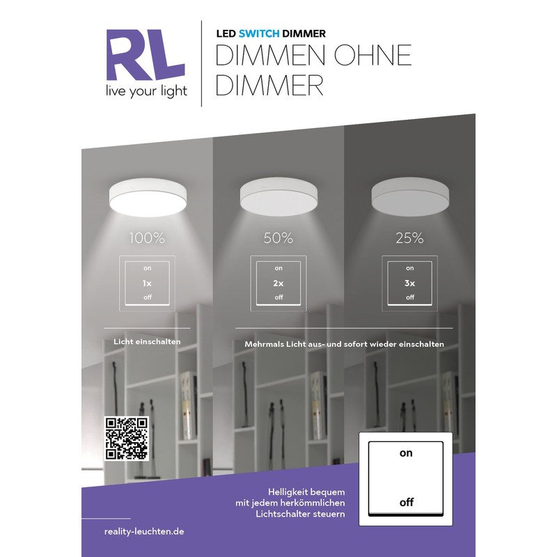 Reality Leuchten Tibor R62903001 LED Ceiling Light Plastic White with