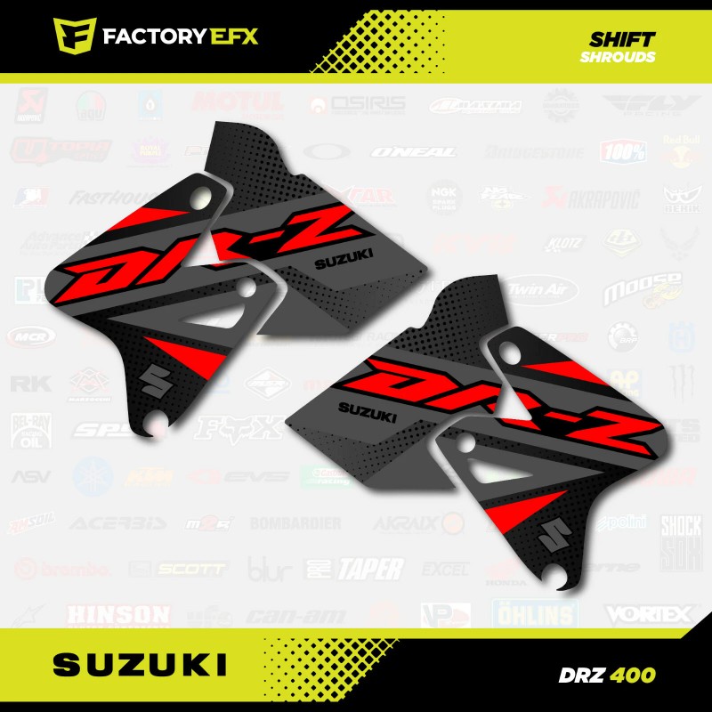 Factory EFX Gray & Red Shift Graphics Kit fits Suzuki