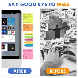 Barelove Computer Monitor Memo Board Document Holders, 3 PCS (Left & Right & Top) Transparent Acrylic Screen Message Pad with Paper Clip, Reminder Side Panels Organizer for Office with Sticky Note