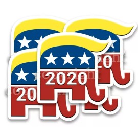 Trump 2020 Bumper Stickers Republican Elephant with 2020 Decals 4" wide 5 pack