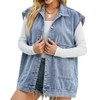 PAODIKUAI Women's Denim Vest Mid Long Jean Vest Sleeveless Jackets