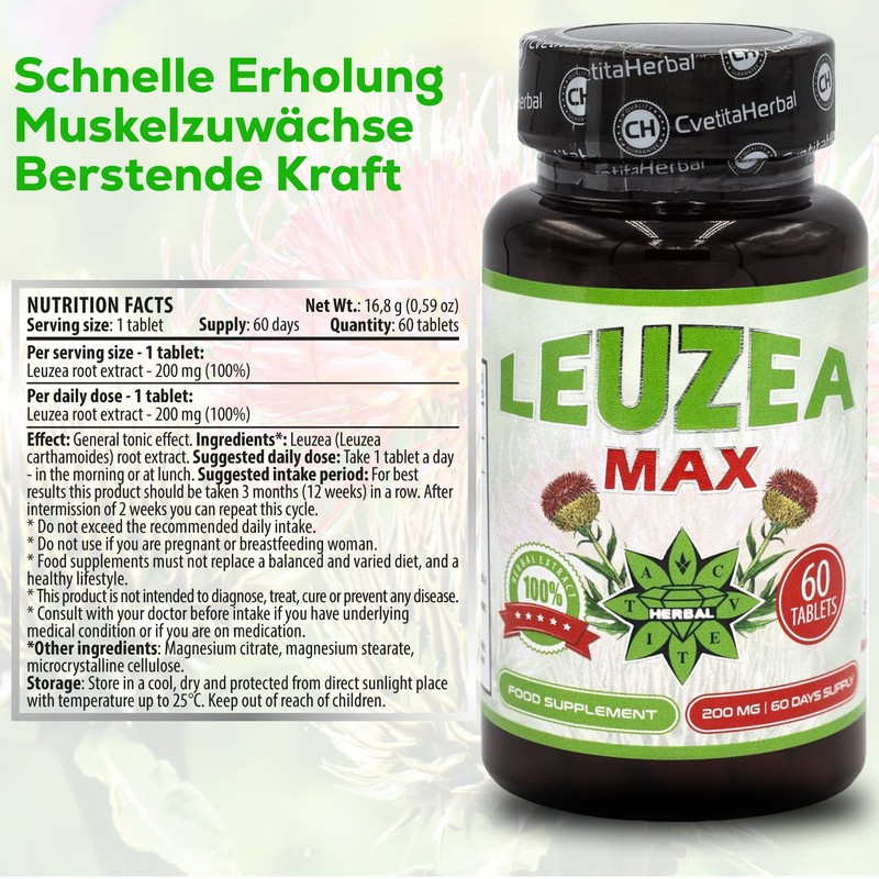 Leuzea Max Maral Root 60 Tablets x 200 mg Natural