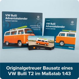FRANZIS 67223 VW Bulli Advent Calendar Including Metal Model Car in Scale 1:43, Sound Module with Original VW Bulli T2 Sound and Large Format Accompaniment Book From 14 Years
