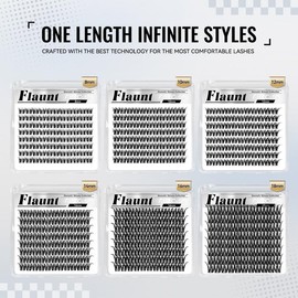 AiryCute LengthLock Collection | Lash Clusters Luna Glosa Viva Velure Flaunt 8mm-16mm Ultra-Dense Waterproof Long-Lasting DIY Lashes for Flawless Look:_Flaunt_18mm