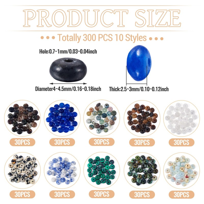 Cheriswelry 300Pcs Natural Gemstone Beads Colorful Abacus Crystal Stone Beads