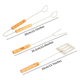 Grill Tools BBQ Tools Set 3PCS, Grill Utensils Stainless Steel Spatula/Tongs/Fork, Barbecue Accessories for Outdoor Grilling