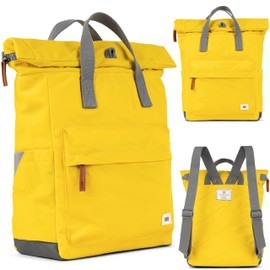 ORI LONDON Travel Backpack - Medium Nylon Rolltop Backpack for Men & Women for Laptop & Accessories - The Canfield, Mustard