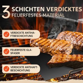 HAOCEE Grill Mat for Gas Grill, Set of 5, 40 x 32 cm, Non-Stick Grill Mats, Reusable Baking Paper, Baking Mat, PFOA-Free Teflon BBQ Grill Mat, Gas Grill Accessories, Suitable for Charcoal, Gas Grill,