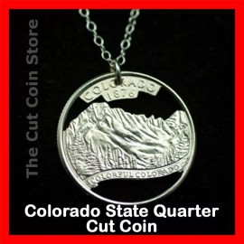 Cut Coin Store Colorado 25¢ CO Quarter Cut Coin Necklace Rocky Mountains Centennial State