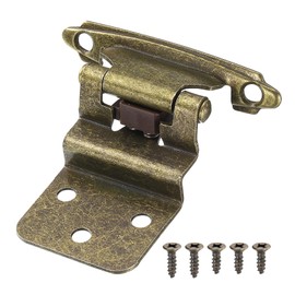 sourcing map 3/8" Inset Cabinet Door Hinges, 6 Pcs Self Closing Kitchen Cabinet Hardware Hinge with Door Bumper for Cabinet Doors Furniture, Bronze