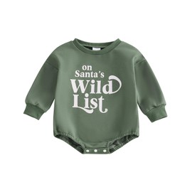 Baby Boy Christmas Outfit Tree Sweatshirt Romper Long Sleeve Bubble Onesie Cute My First Christmas Baby Boy Outfit (S-Green,6-12 Months)