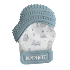 Malarkey Kids MK-MM41SP Stone Polar Munchy Mitt, Mitten-Shaped Teeth, Protects Fingers, Gloves Type, Hard to Fall Toy, 3-7 Months, Up to 12 Months
