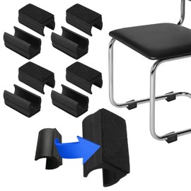 PATIKIL Rectangle U Shaped Chair Leg Tips Caps with Felt Pads, 8 Pack Slide Smoothly Furniture Feet Floor No Scratches No Noise Protectors Protect Hardwood Floors Fit Dia 19 mm Leg, Black