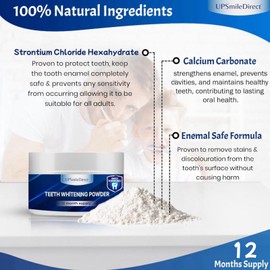 UPSmileDirect Teeth Whitening Powder - 1 Year Supply | Dentist Approved | Enamel-Safe & Sensitivity-Free | Cool Mint Flavour | Removes Years of Stains