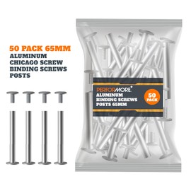 50 Pack of Silver Aluminum Screw Posts, 65mm Metal Chicago Screw Post Binding Screws for Scrapbooking, Photo Albums, Binding, Leather Screw Nail Rivet Button Solid Belt Tack Screw