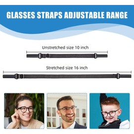 Adjustable Glasses Straps - 3 Pcs No Tail Adjustable Eyewear Retainer Glass Straps for Men, Women, Kids Eyelasses, Sunglasses,Black(7.5-13.5 inch)