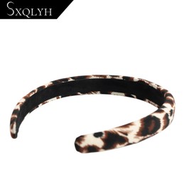 SXQLYH Headband Padded Leopard Print Fabric Headband - Headband Padded Women - Hair Accessories Fabric Hair Band Headbands Wide Padded Headband for Women Girls (Brown, 2.2 cm)