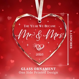Wedding Gifts, Mr and Mrs Gifts Ornament 2025,Bridal Shower Gifts,Wedding Gifts for Couples 2025, Just Married Gift for Newlywed Couple, Bride,Crystal Glass Ornament Mr and Mrs Gifts