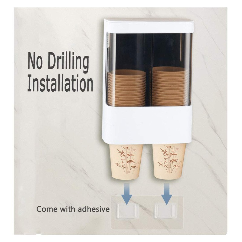 Wall Mounted Cup Dispenser for Plastic Cups, Paper Cups and