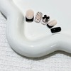 24 Pcs French Tip Black White Press on Nails Medium