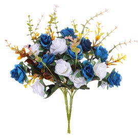 Moomass Moomass Artificial Flowers,2 Packs of Artificial Roses.24 Little Rose Silk Flowers. Plastic Flowers,Plants for Home Hotel Wedding Christmas Tables Decorations.Cemetery Flowers Dark Blue